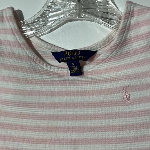 Polo Ralph‎ Lauren Pink & White Striped Short Sleeve Dress Baby Girl Size 6 - Picture 3 of 6